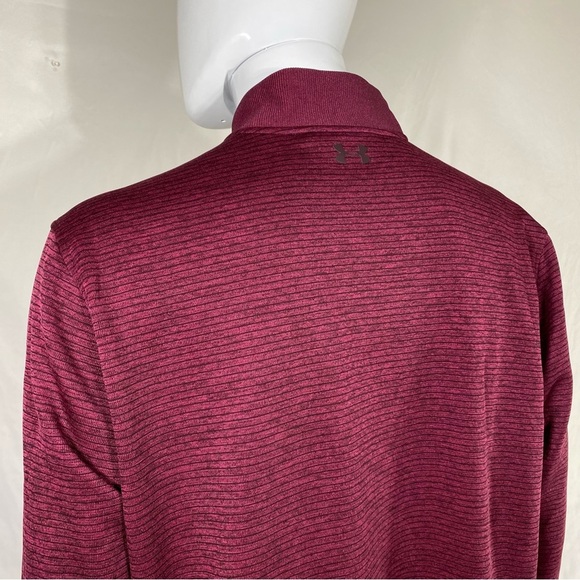 Under Armour Men’s Striped Burgundy Loose Cold Gear Pull Over - Picture 4 of 6